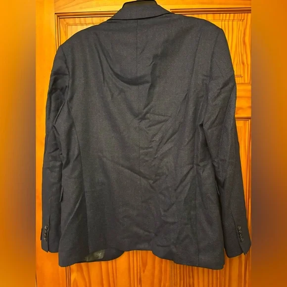 JOHN VARVATOS BLEECKER BLUE TWO BUTTON STRETCH WOOL BLEND BLAZER